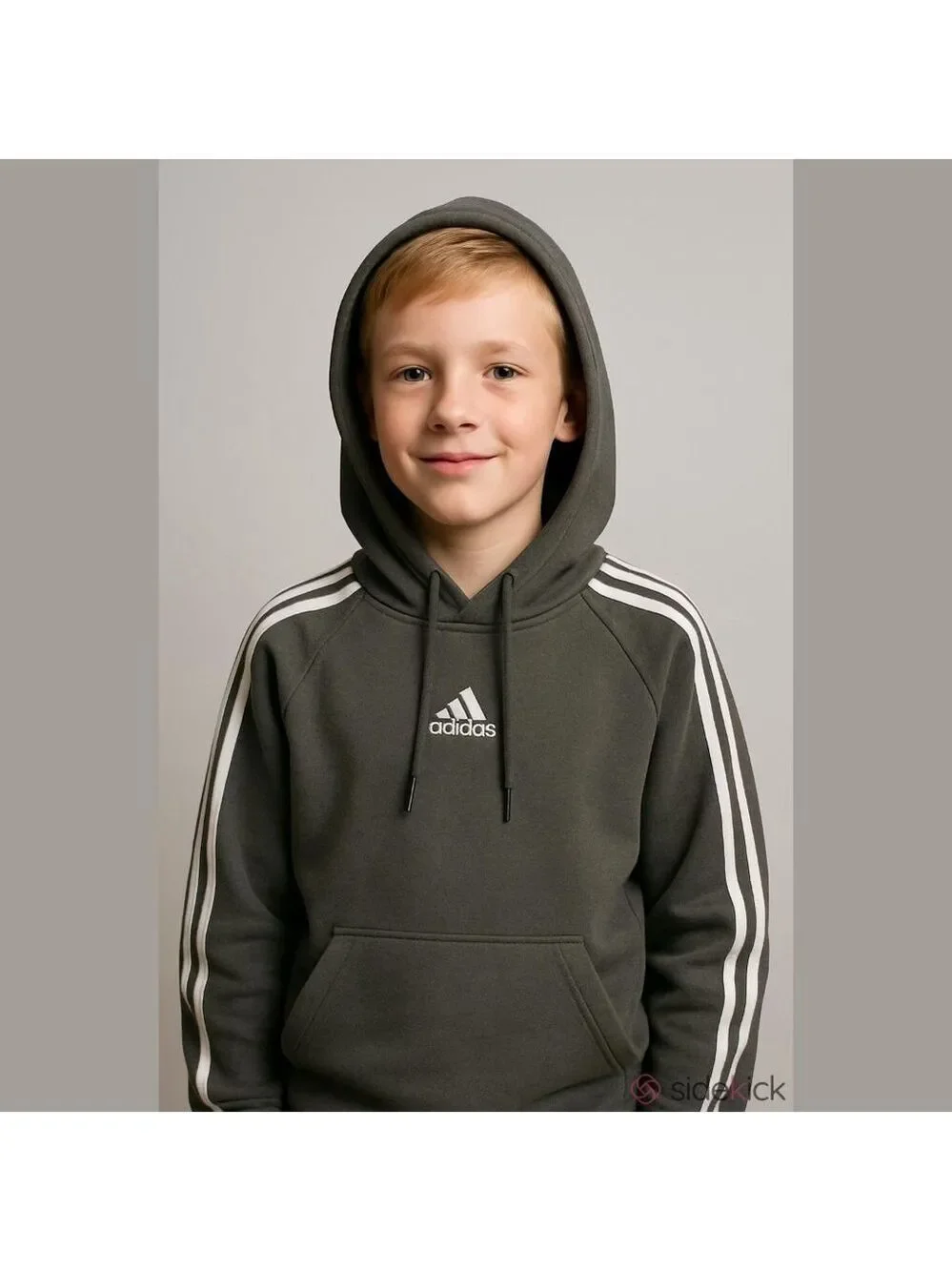 Adidas Boys Gray Hoodie Medium